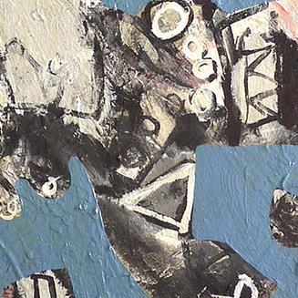 Detail of Biting the Iron Bull — lower right